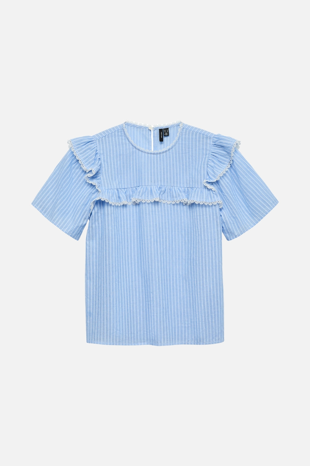 Bell Frill Stripe Top - Cashmere Blue / White