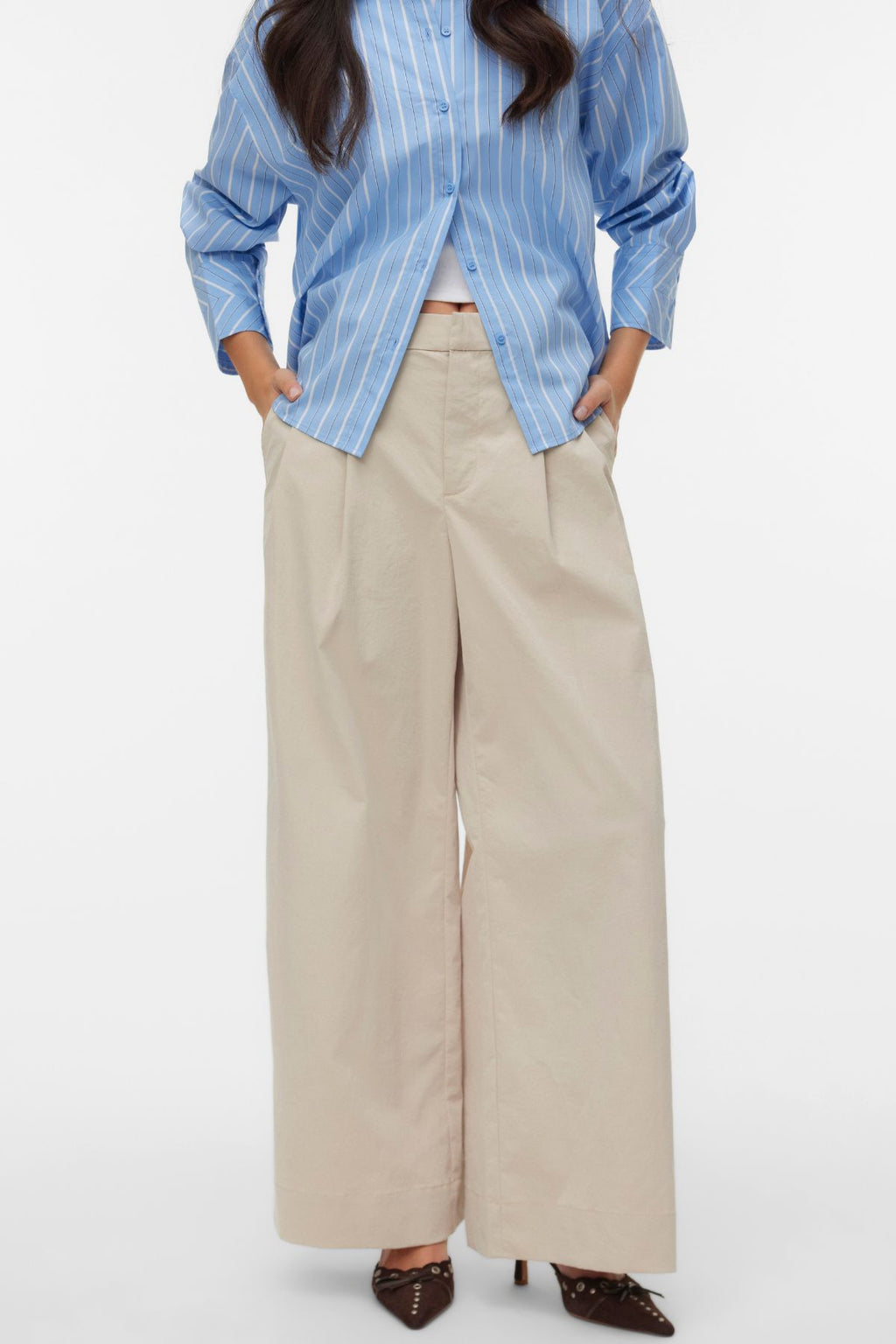 Meng MidWaist Crinkled Wide Pant - Cement