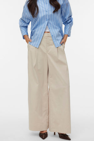 Meng MidWaist Crinkled Wide Pant - Cement