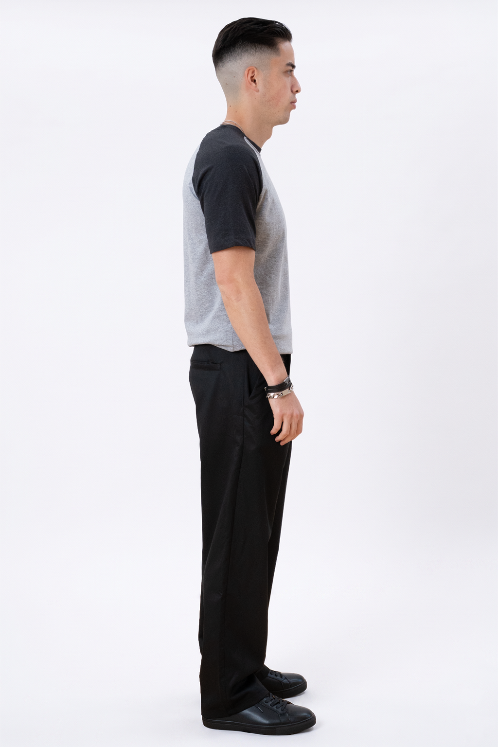 Basic raglan T-shirt - Sort-Lyse Grå