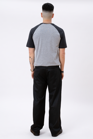 Basic raglan T-shirt - Sort-Lyse Grå
