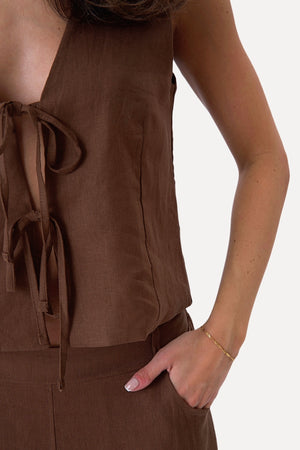 Hør Vest Brun