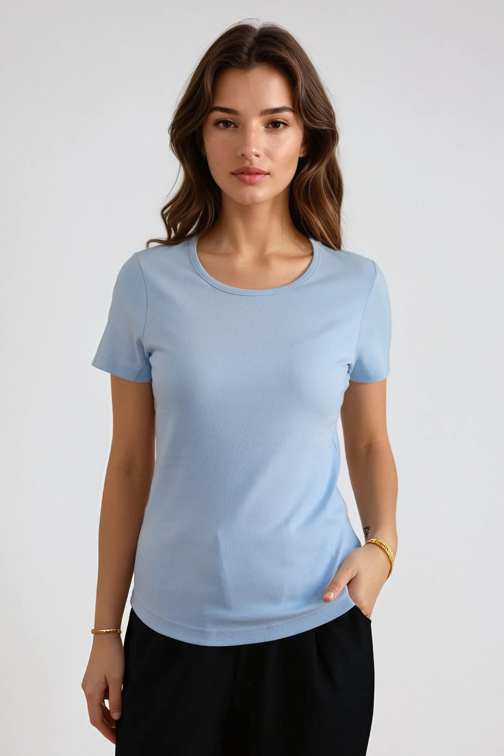 Basic Tight T-shirt - Lys Blå