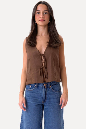 Hør Vest Brun
