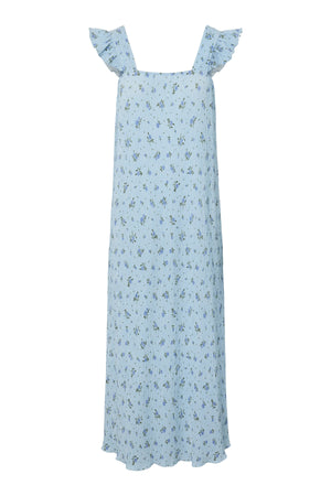 Flora Strop Kjole - Cashmere Blue