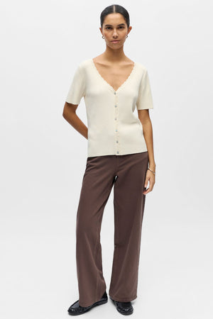 Kelly Re V-hals Cardigan - Birch - TEESHOPPEN