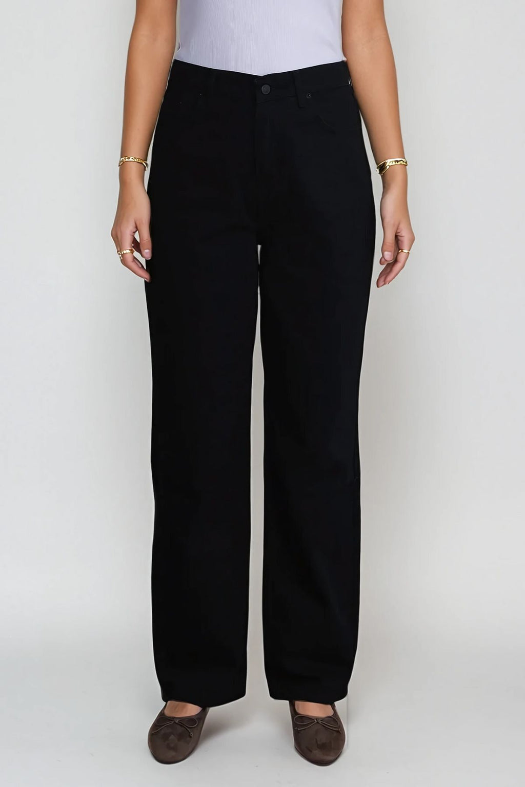 Nora Regular Jeans - Vasket Sort