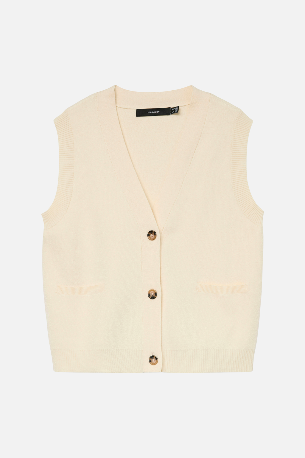 Saba V-neck Vest Med Knapper - Birk