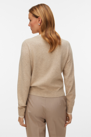 Fantastisk O-Neck Cardigan - Silver Mink Melange w. Birch