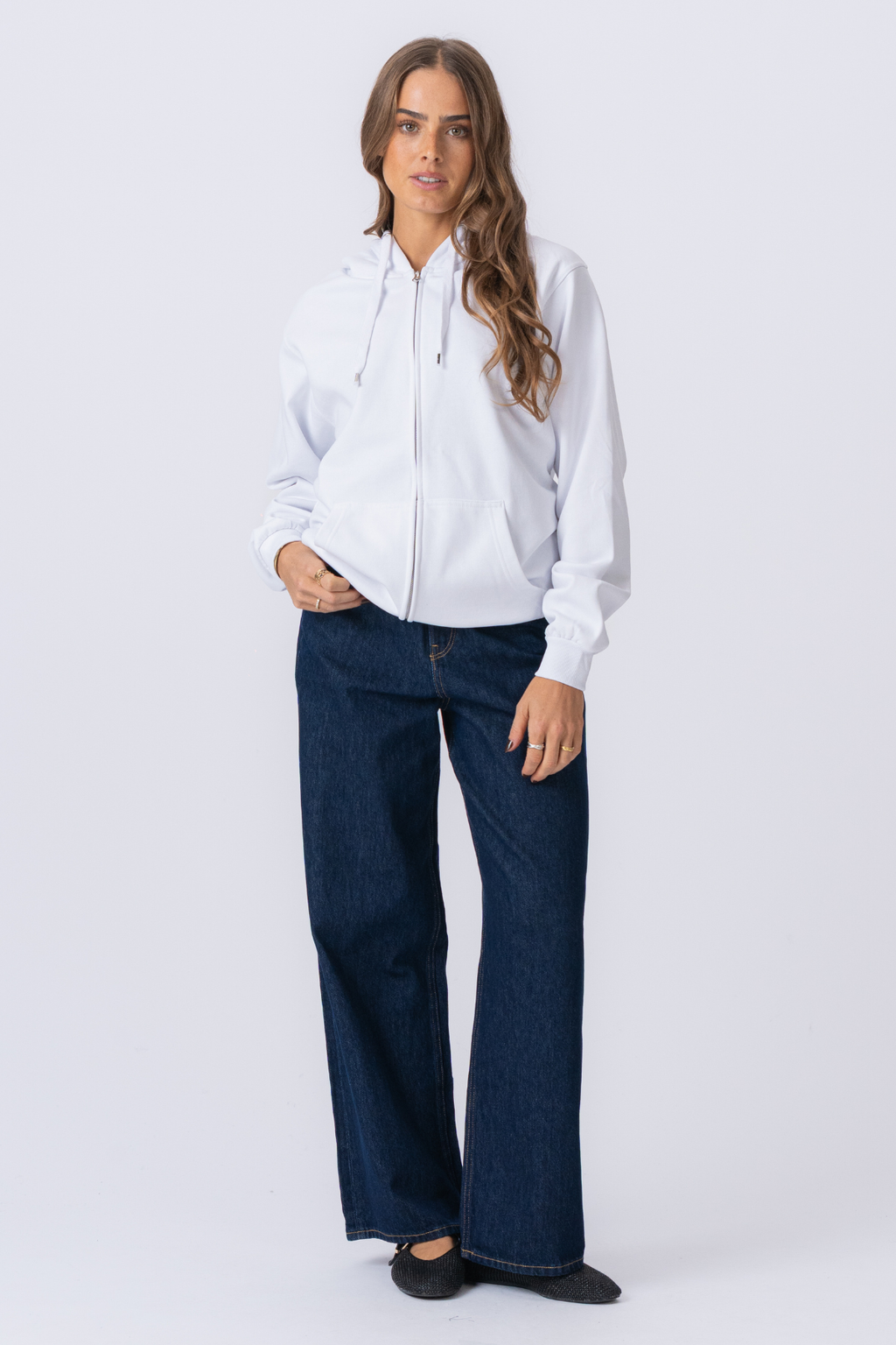 Basic Zip Hoodie - Hvid