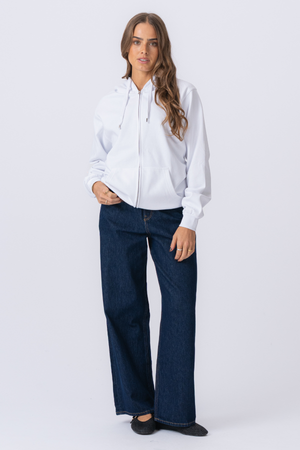 Basic Zip Hoodie - Hvid