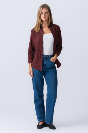 Boyfriend Oxford Skjorte - Bordeaux