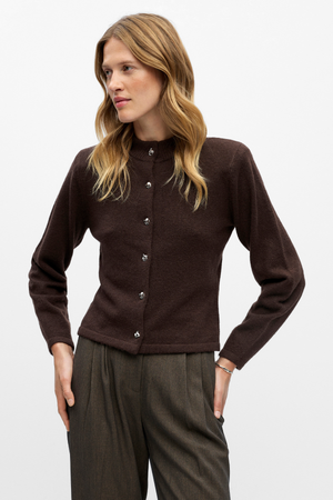 Zari Strik Cardigan - Seal Brown Melange