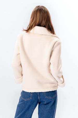 Shearling Kort Frakke - Chalk