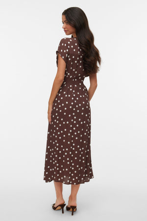 Elisa Pleat Skjortekjole - Chocolate Martini - Snow White Dot