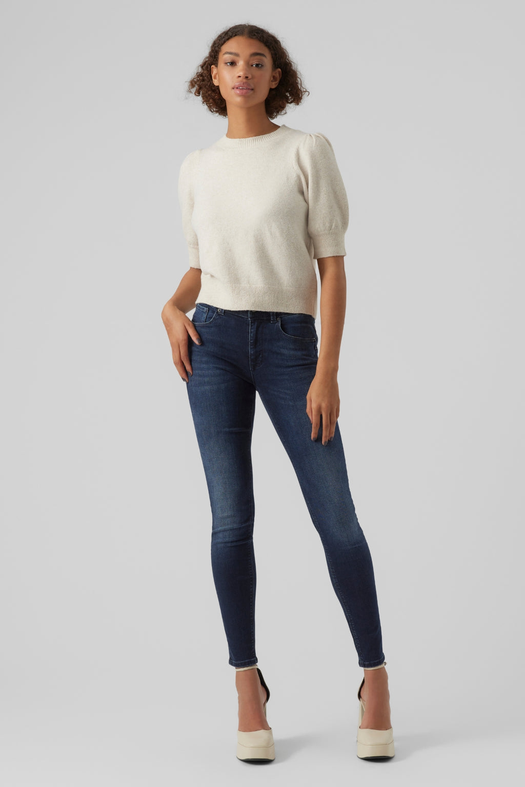 Doffy O-hals Pullover - Birch Melange