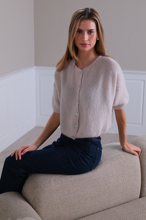 Mary Kortærmet Strik - Beige