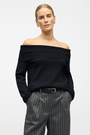 Reynard Off Shoulder Strik - Sort