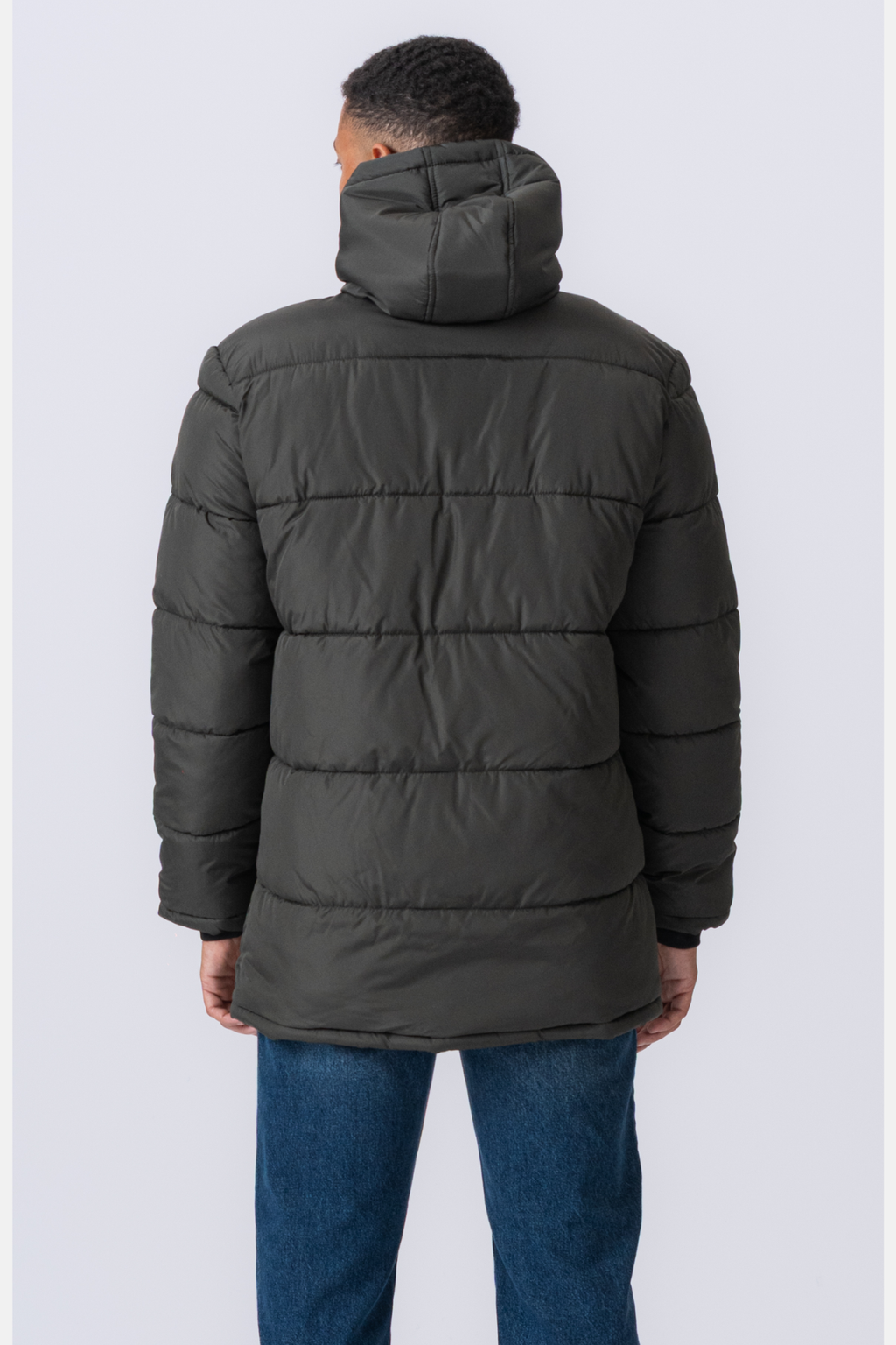 Lang Puffer Jakke - Olivengrøn