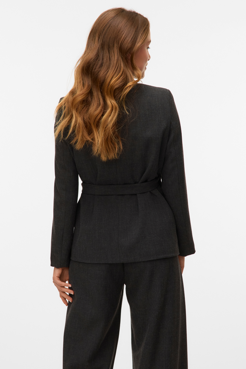 Bestie Loose Strap Blazer - Mørk Grå Melange