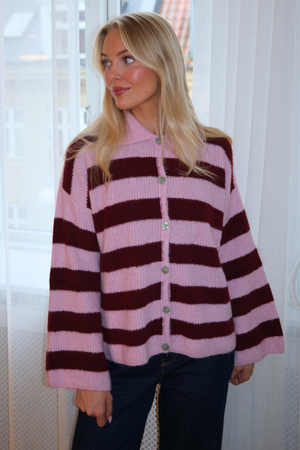 Josie Polo  Strik- Lyserød/Vinrød