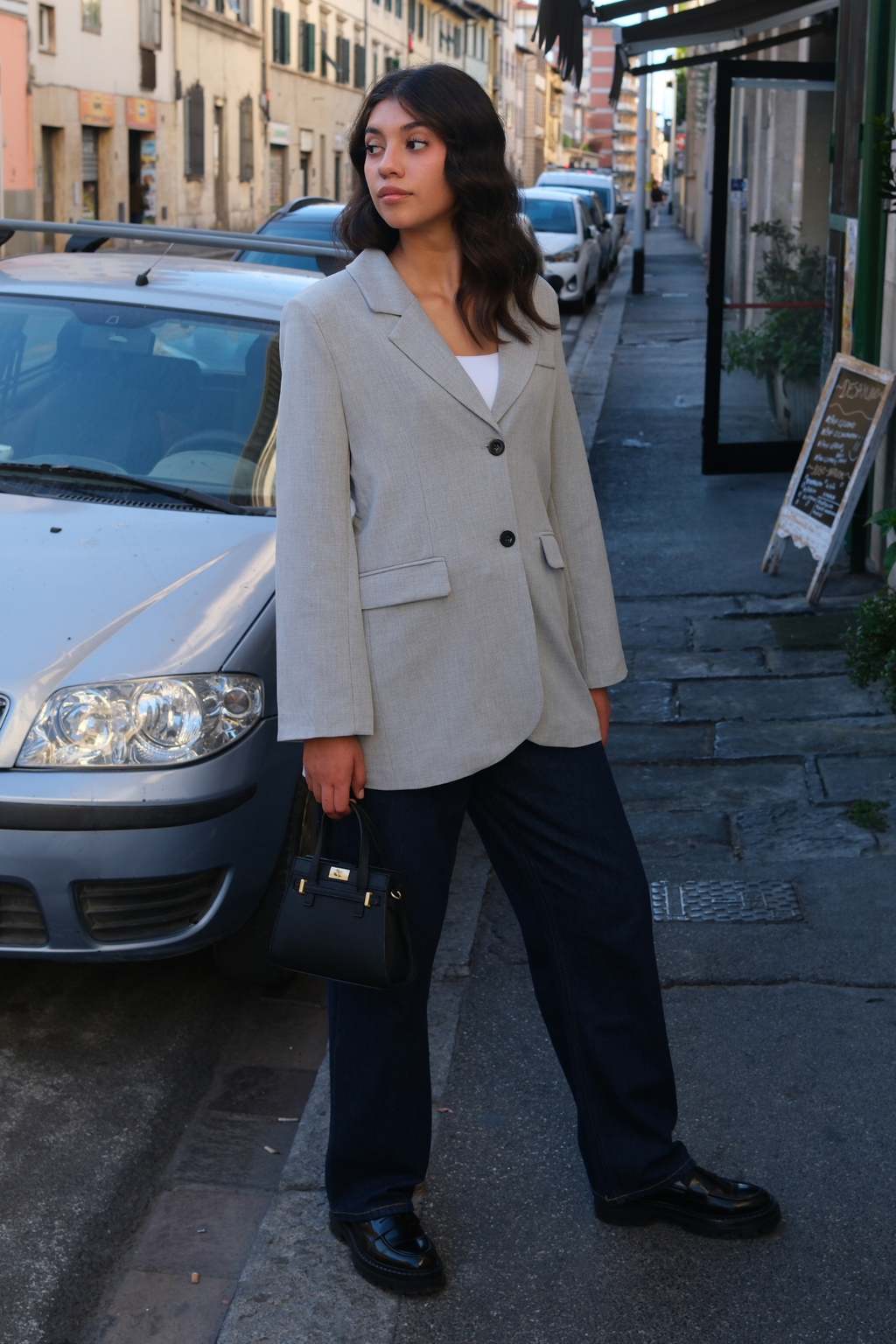 Claire Oversized Blazer - Lysegrå