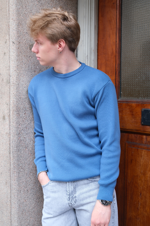 Crewneck Knit Sweater - Blå