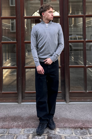 Pullover Half Zip - Grå Melange