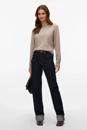 Doffy O-hals Bluse - Moon Rock Melange