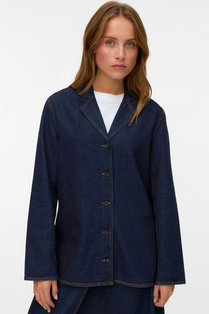 Kanika Denim Blazer Skjorte - Mørkeblå Denim