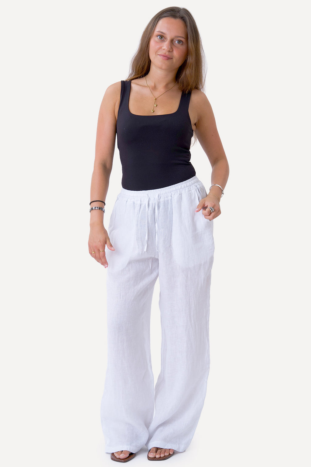 Astrid Hør Pants - Hvid