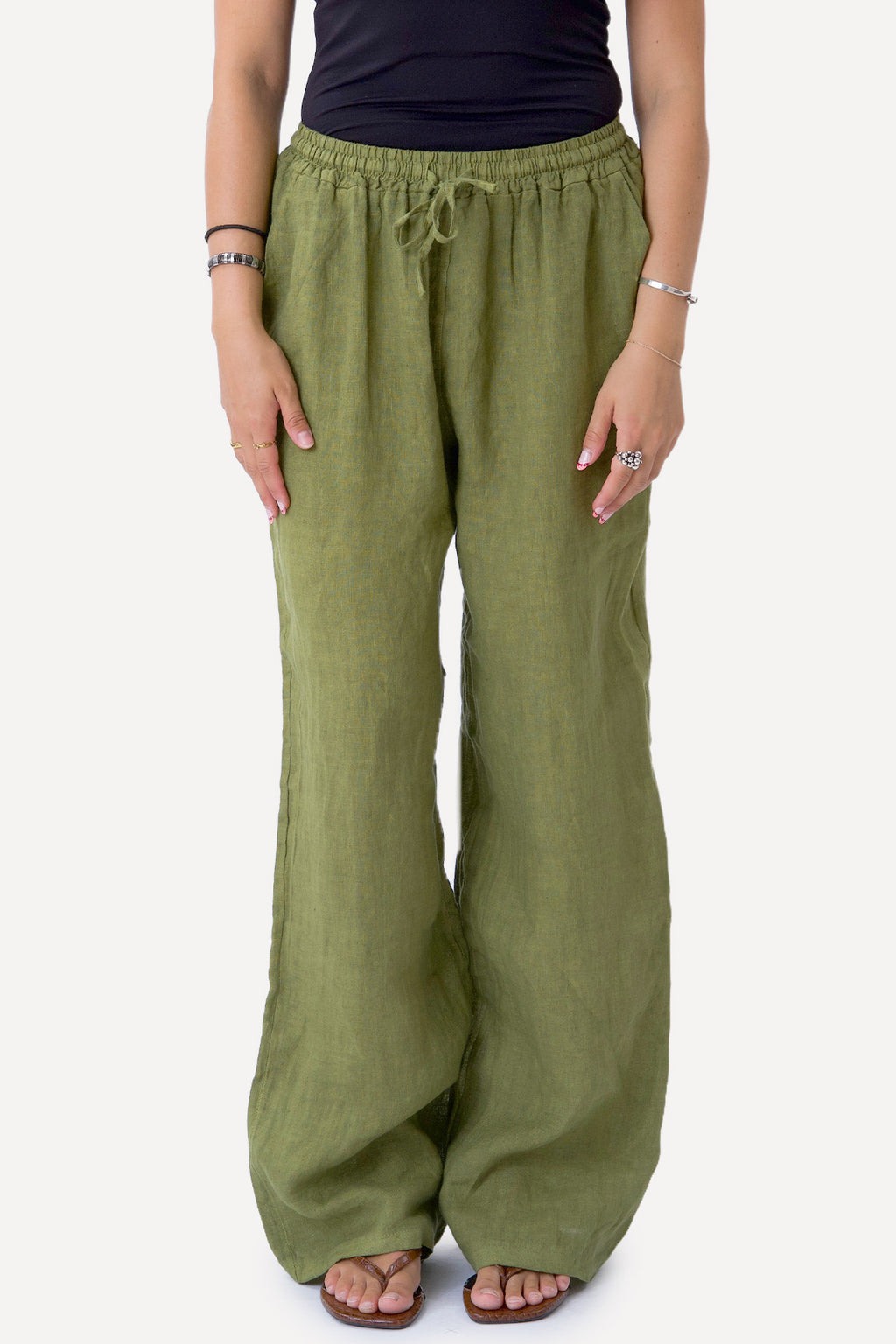 Astrid Hør Pants - Olive