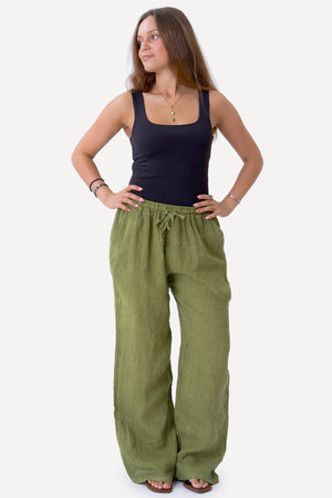 Astrid Hør Pants - Olive