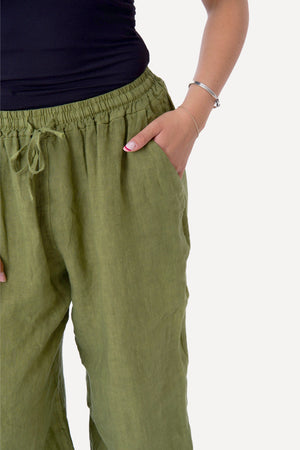 Astrid Hør Pants - Olive