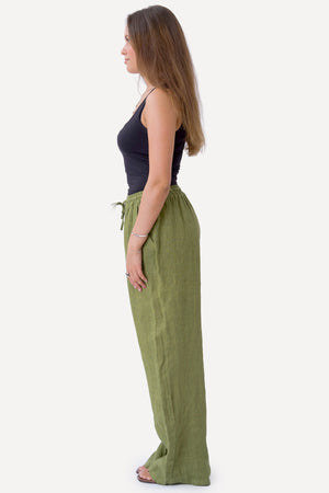 Astrid Hør Pants - Olive