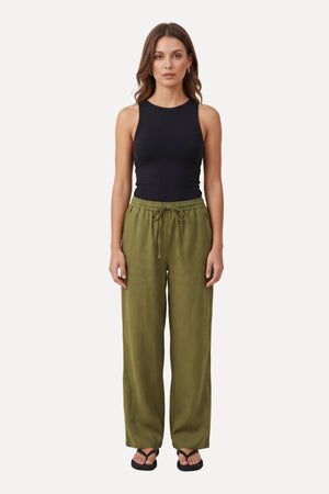 Astrid Hør Pants - Olive