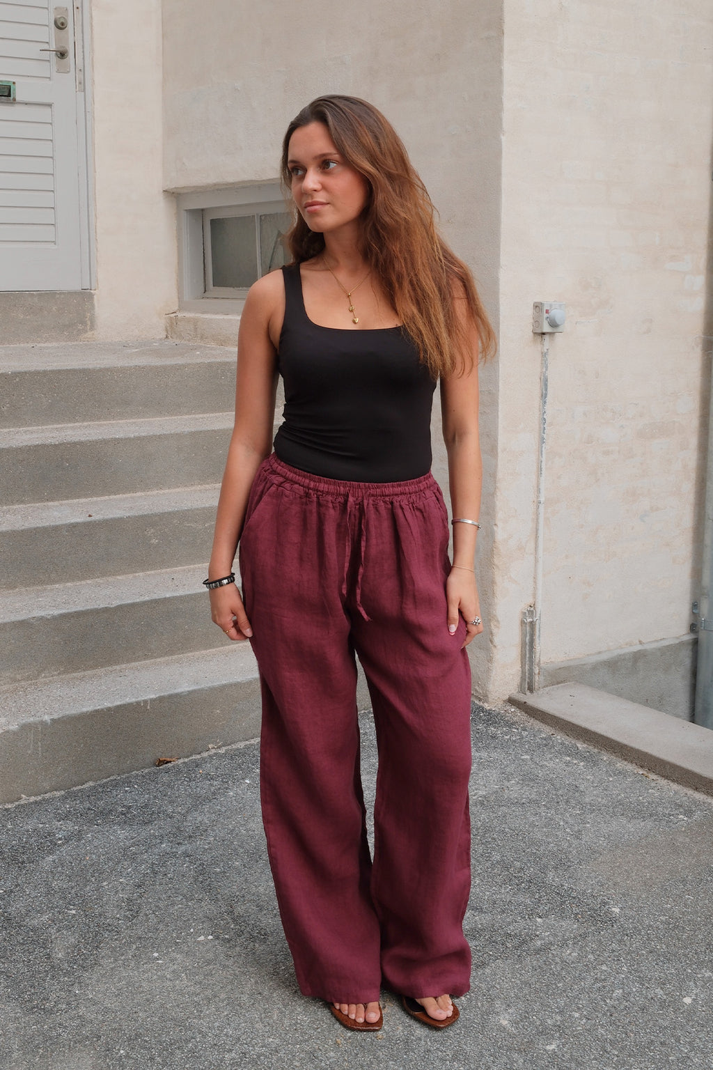 Astrid Hør Pants - Rød