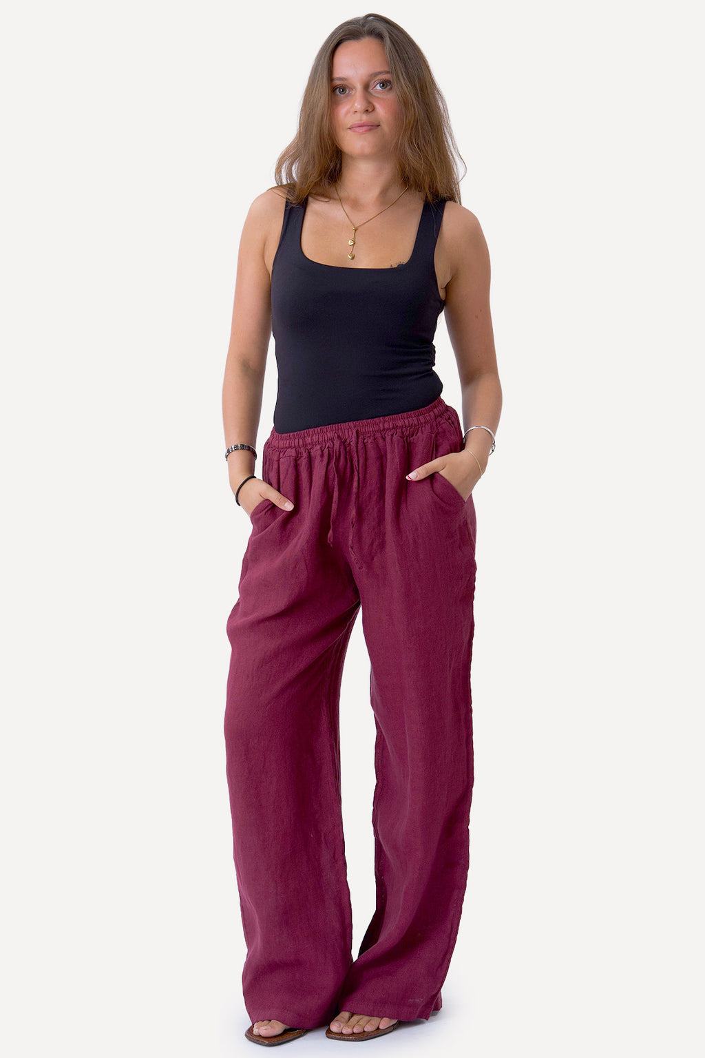 Astrid Hør Pants - Rød