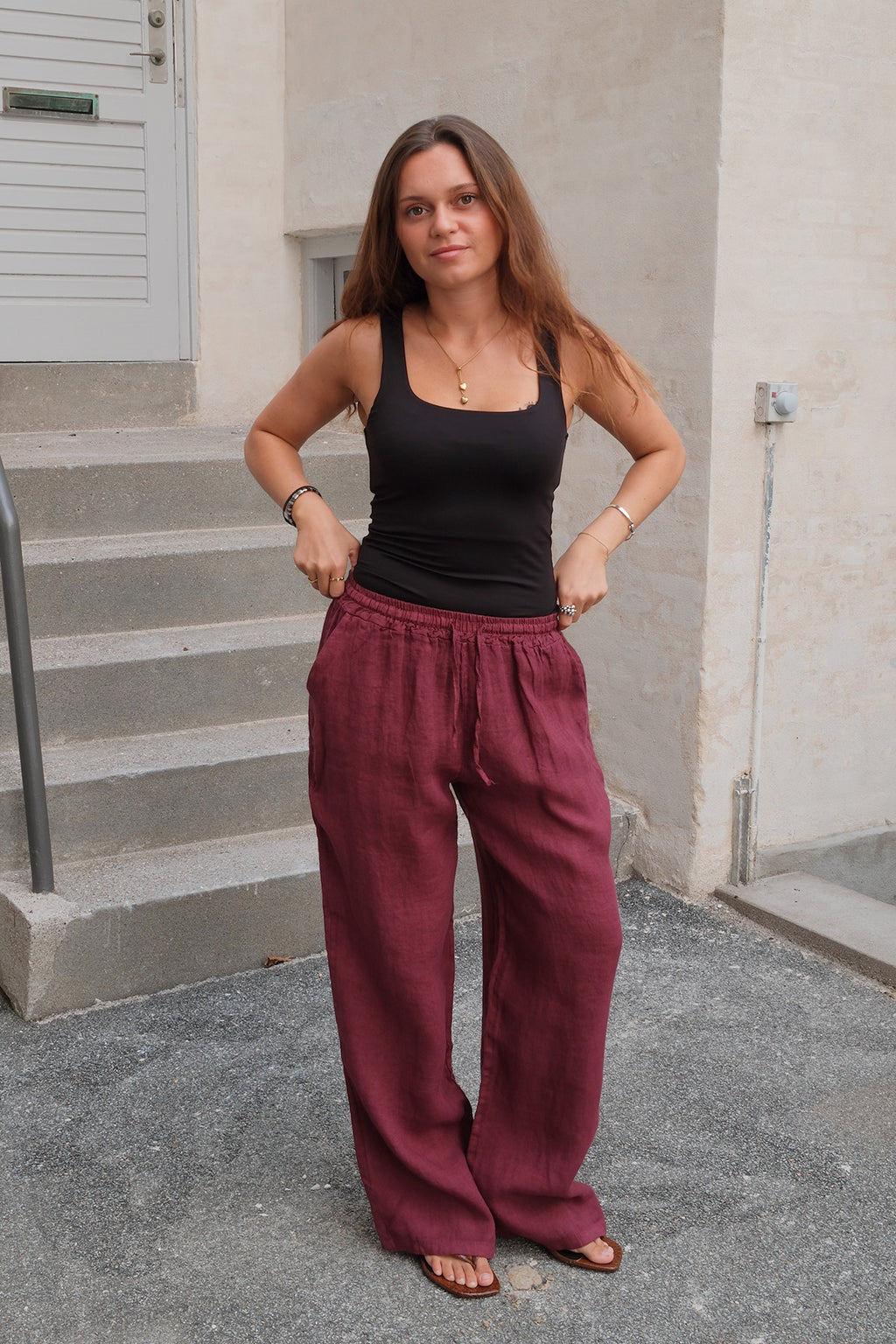 Astrid Hør Pants - Rød