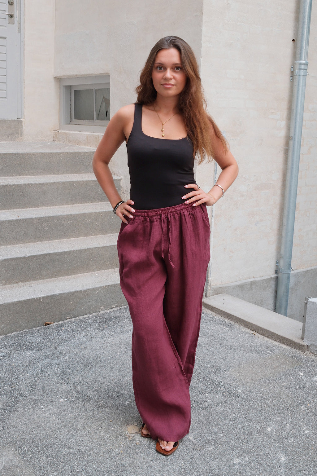 Astrid Hør Pants - Rød