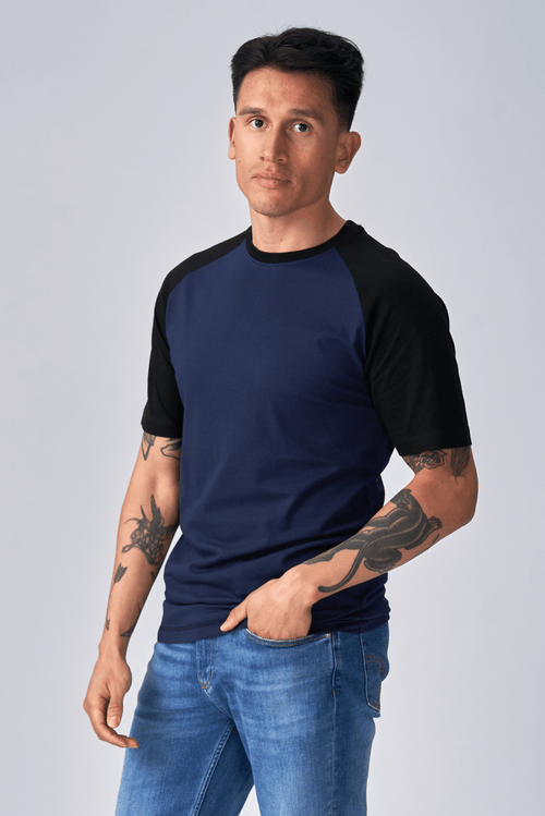 Basic raglan T-shirt - Sort-Navy