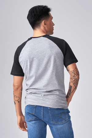 Basic raglan T-shirt - Sort-Lyse Grå