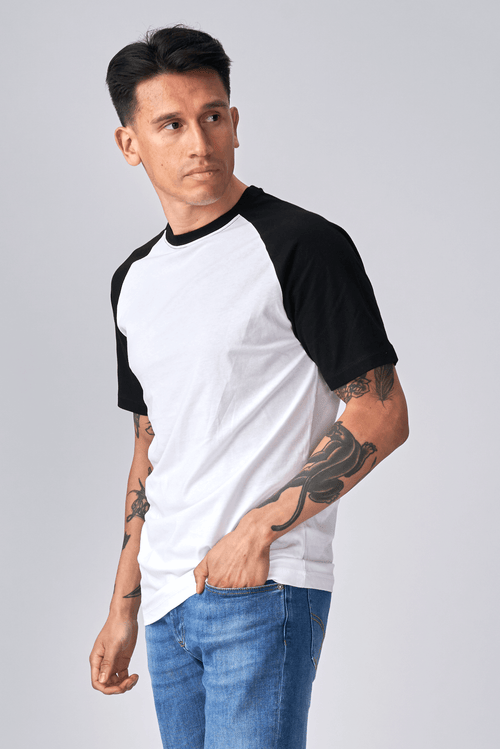 Basic raglan T-shirt - Sort-Hvid