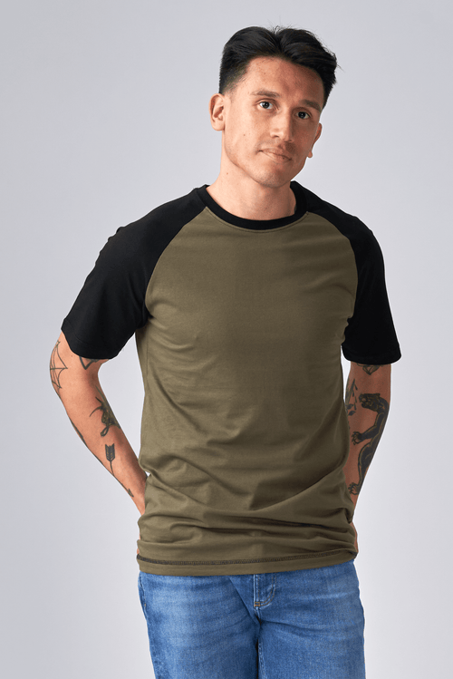 Basic raglan T-shirt - Sort-Army