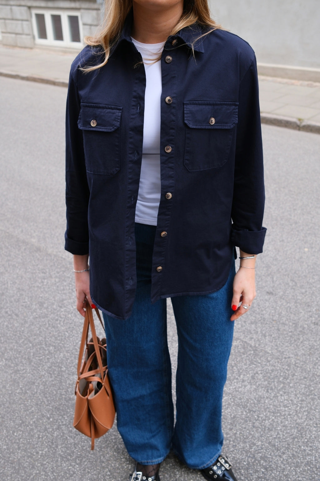 Amber Twill Skjorte - Navy