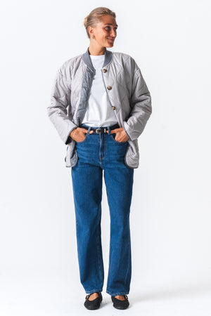 Quilted Block Jakke - Grå