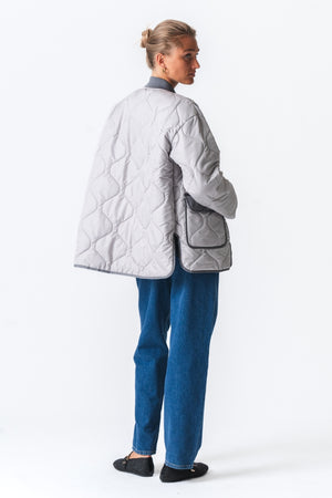 Quilted Block Jakke - Grå