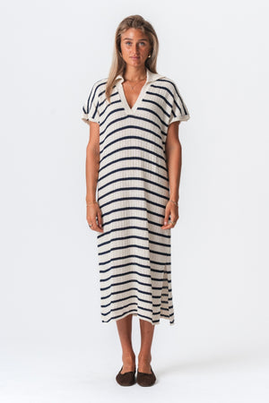 Victoria Kjole - Hvid/Navy