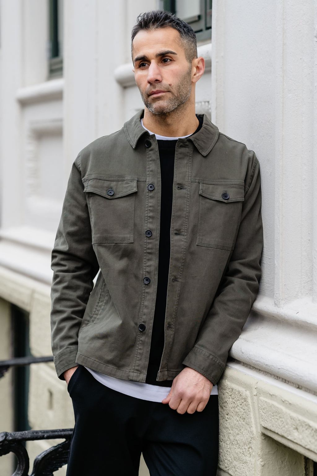 Twill Overshirt - Mørk Oliven