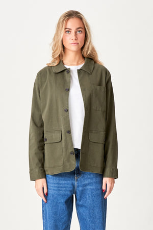Twill Shacket - Dark Olive